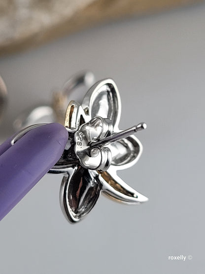 ❤️925 Precious Sterling Silver and 14k Solid Gold Genuine Diamonds Butterfly-Shaped Earrings!