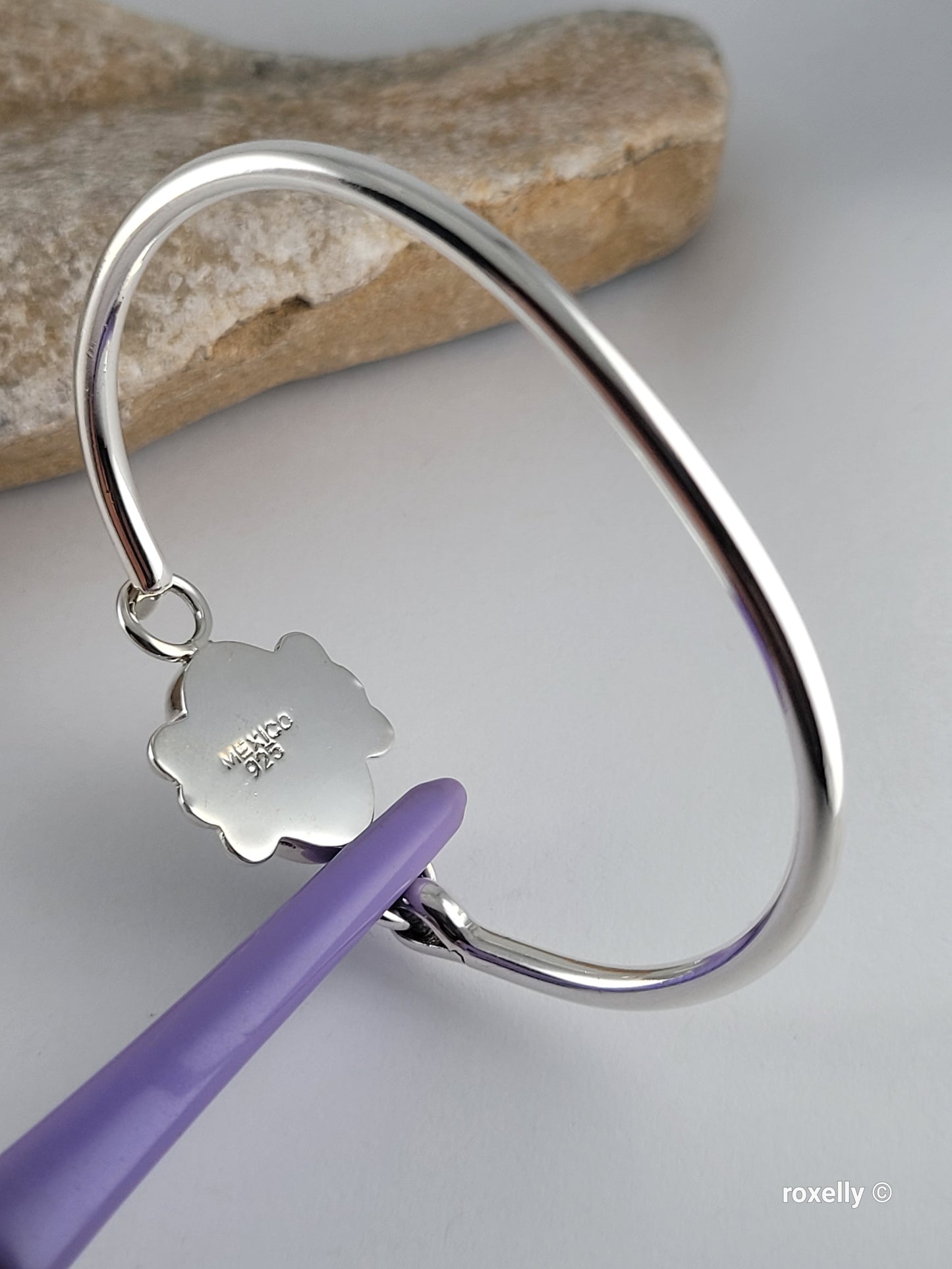 ❤️925 Precious Sterling Silver Paua Shell Bangle Design Bracelet!