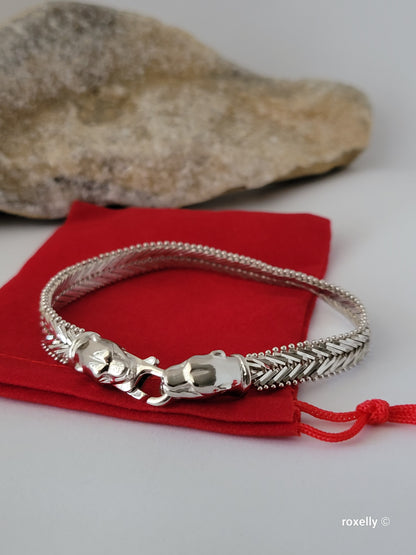 ❤️925 Precious Sterling Silver Panther-Head Imperial Link Design Milor Italian Bracelet!