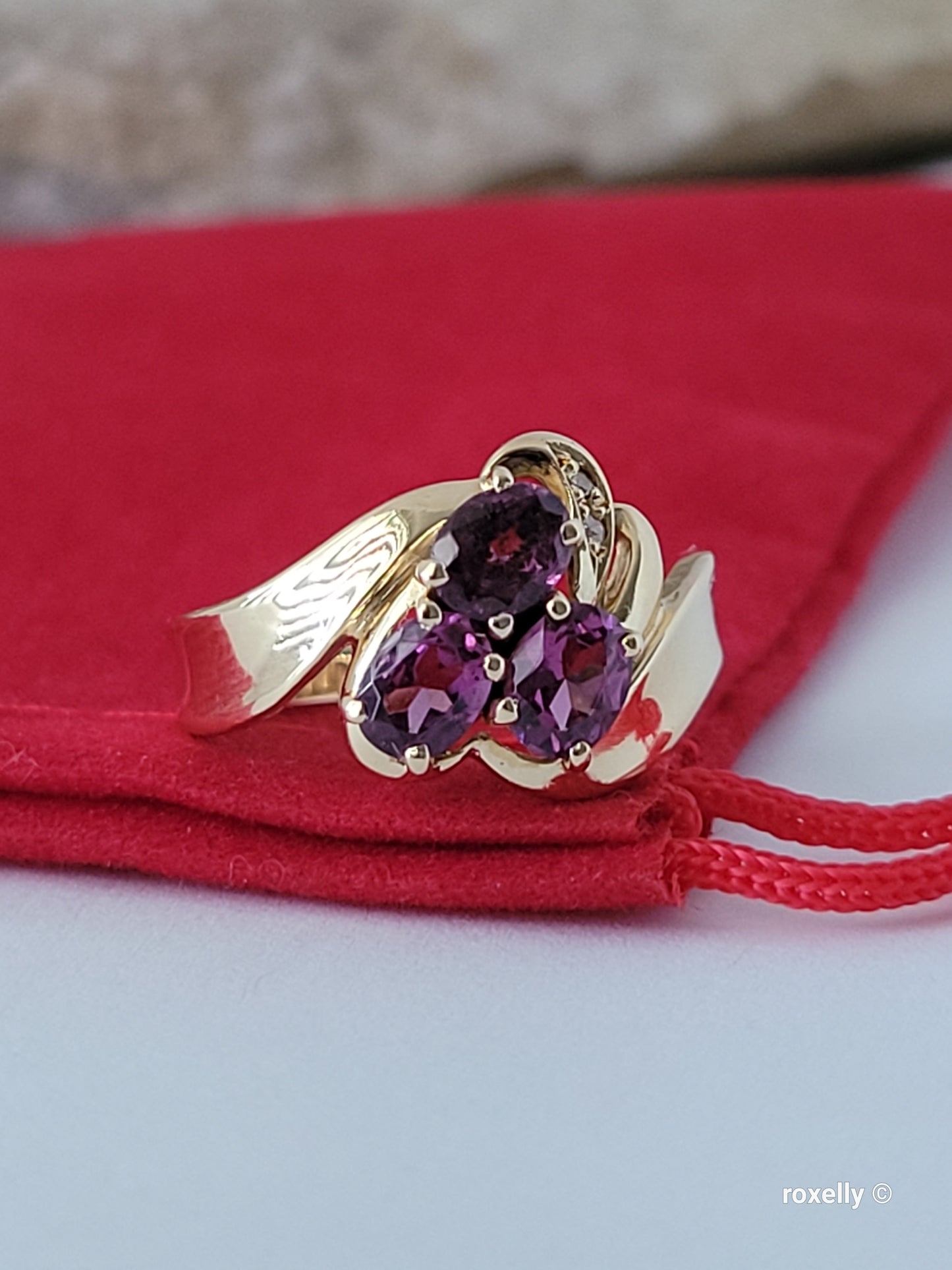 ❤️18k Size 6.75 Precious Solid Yellow Gold Tourmaline and Genuine Diamond Ring!