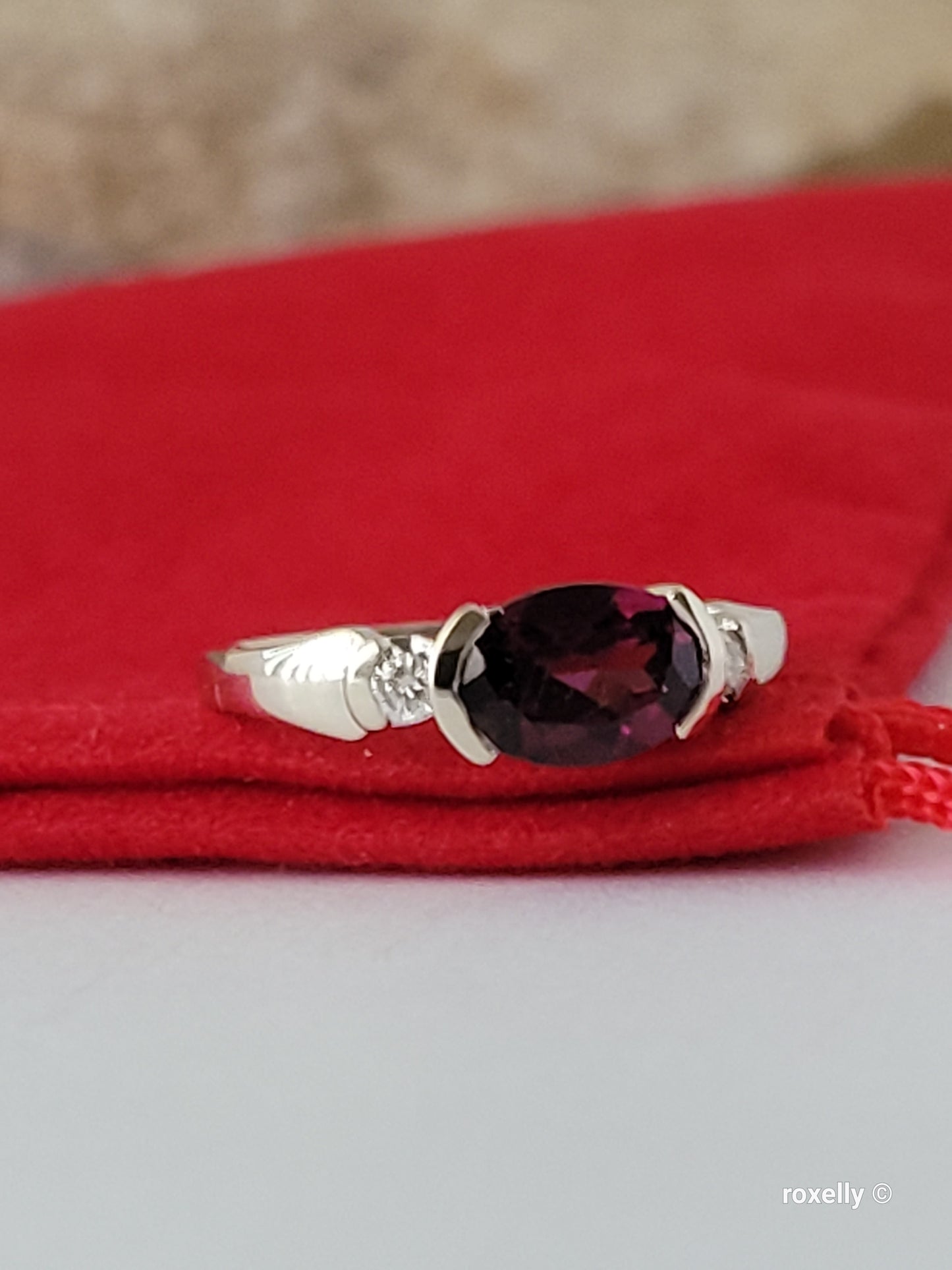 ❤️14k Size 4.5 Precious Solid White Gold Tourmaline and Diamonds Ring!