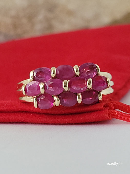 ❤️10k Size 9 Beautiful Solid Yellow Gold Rubies Gemstones Ring!