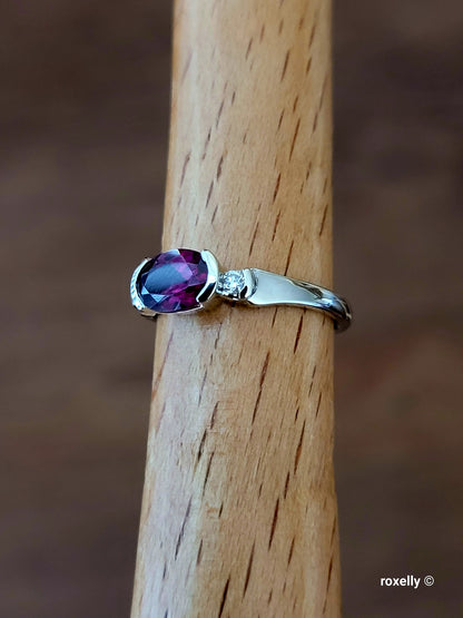 ❤️14k Size 4.5 Precious Solid White Gold Tourmaline and Diamonds Ring!