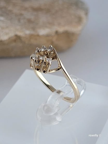 ❤️14k Size 6 Beautiful Solid Yellow Gold Genuine Diamond Ring!