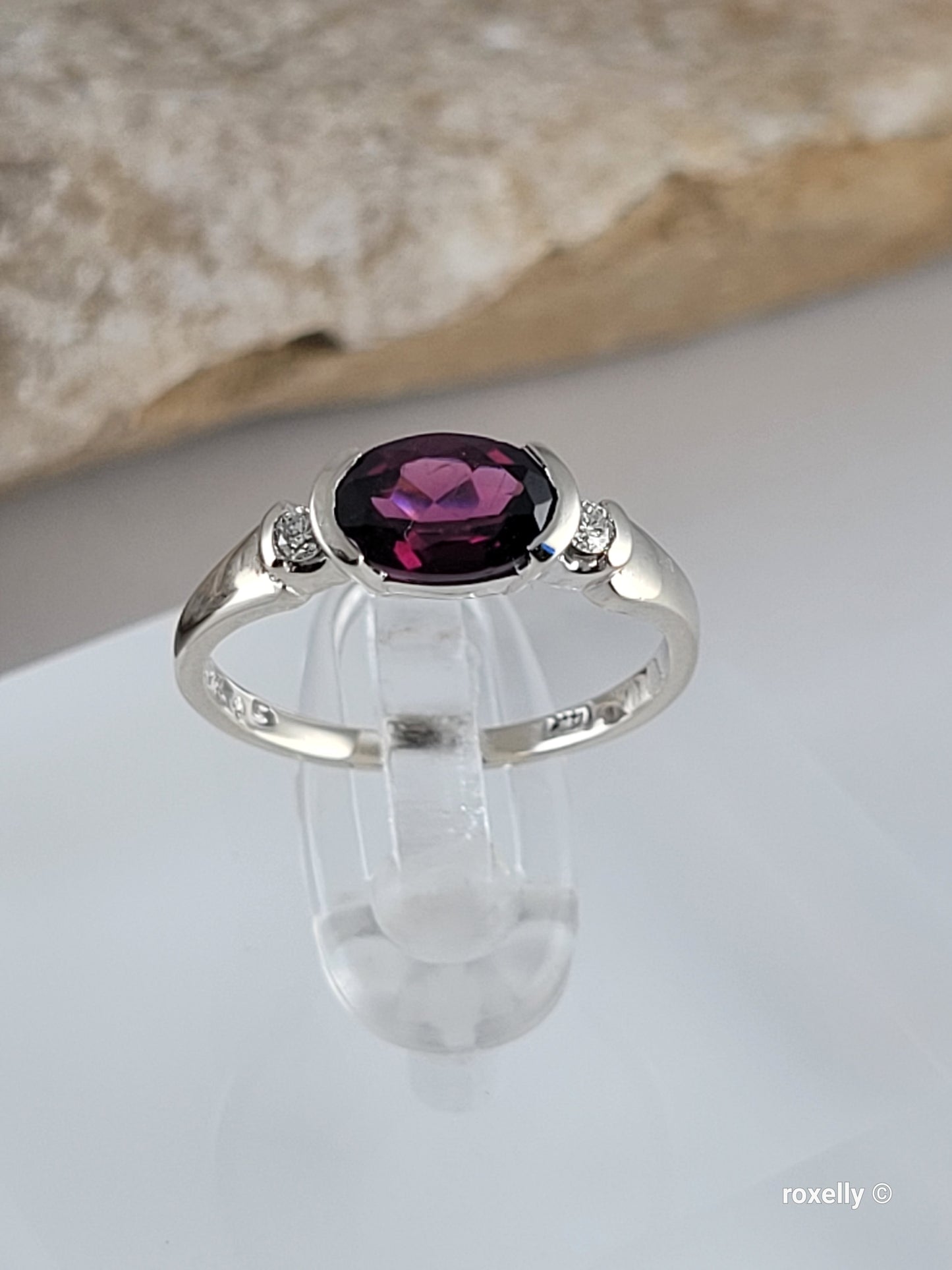 ❤️14k Size 4.5 Precious Solid White Gold Tourmaline and Diamonds Ring!