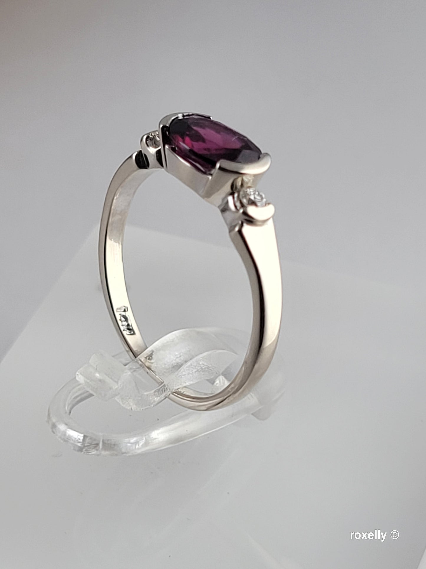 ❤️14k Size 4.5 Precious Solid White Gold Tourmaline and Diamonds Ring!