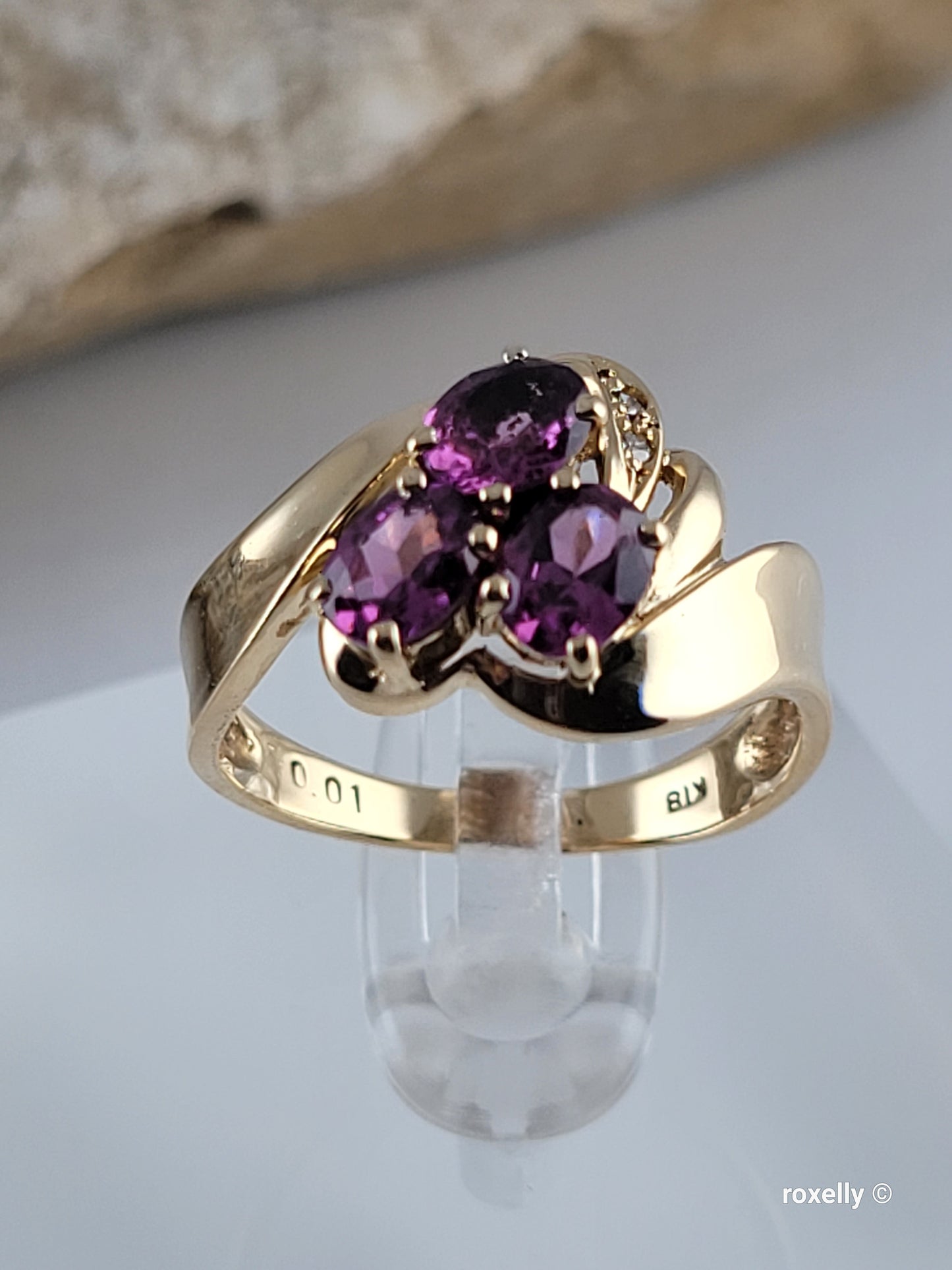 ❤️18k Size 6.75 Precious Solid Yellow Gold Tourmaline and Genuine Diamond Ring!