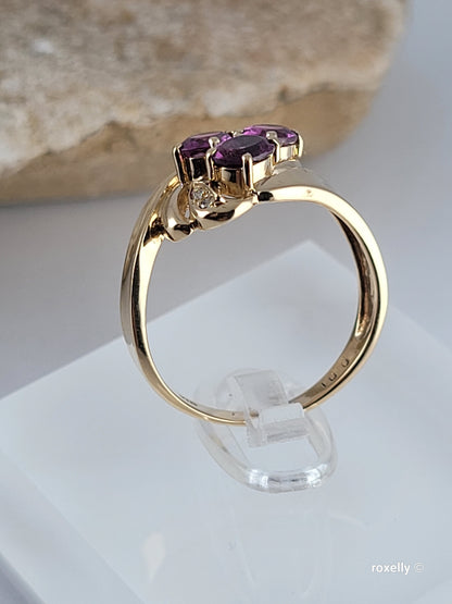 ❤️18k Size 6.75 Precious Solid Yellow Gold Tourmaline and Genuine Diamond Ring!