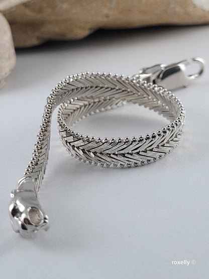 ❤️925 Precious Sterling Silver Panther-Head Imperial Link Design Milor Italian Bracelet!