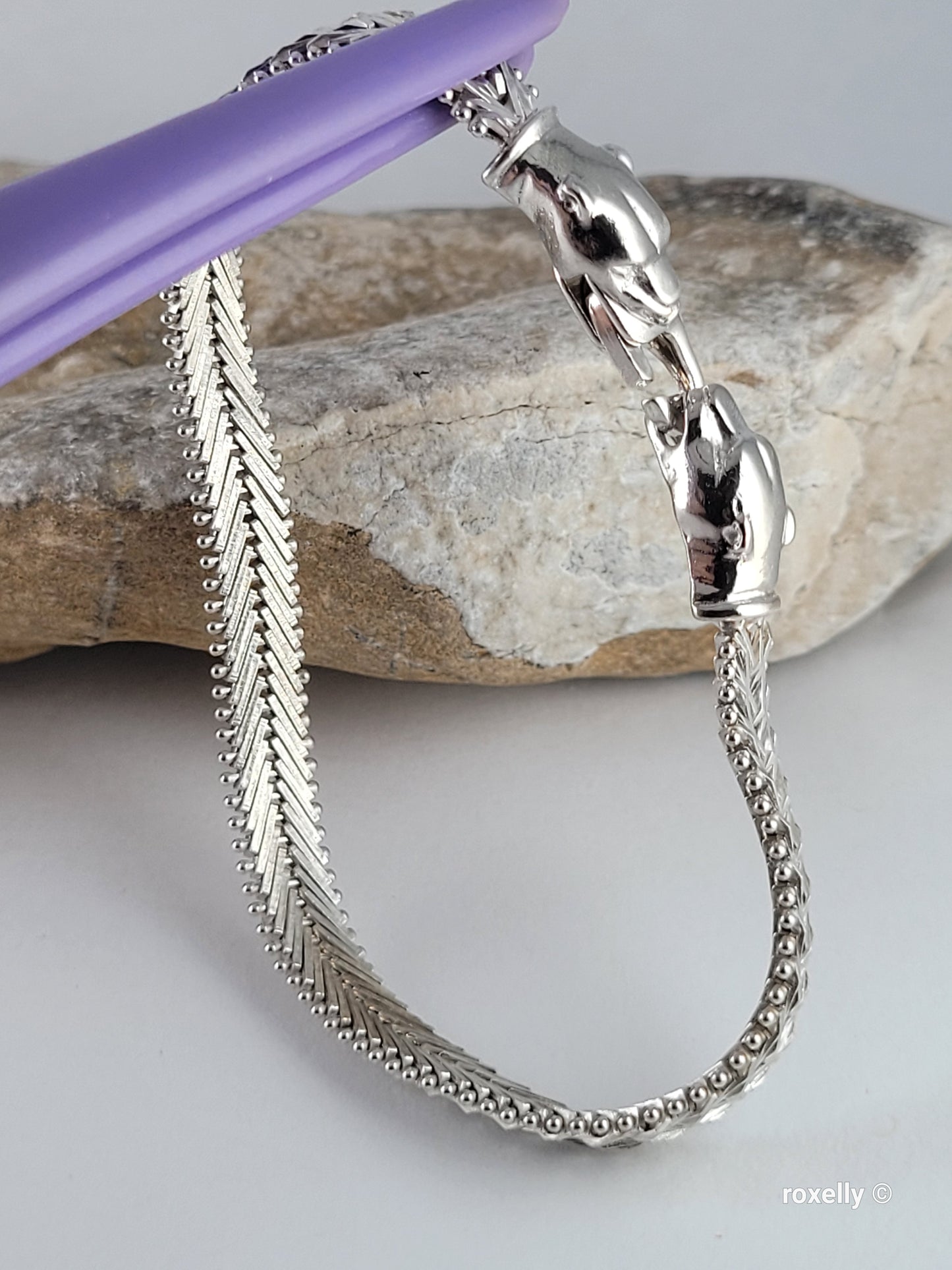 ❤️925 Precious Sterling Silver Panther-Head Imperial Link Design Milor Italian Bracelet!