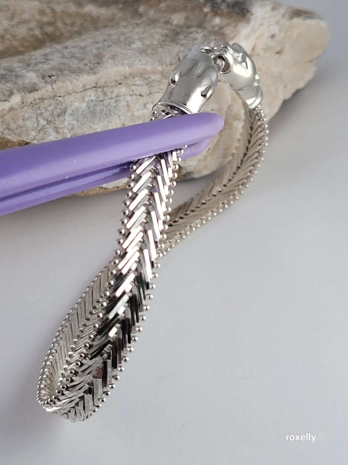 ❤️925 Precious Sterling Silver Panther-Head Imperial Link Design Milor Italian Bracelet!