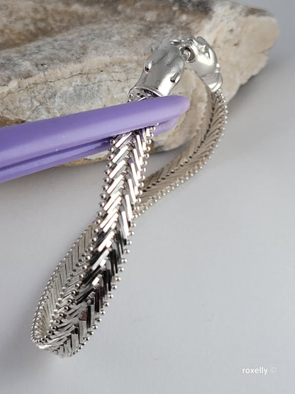 ❤️925 Precious Sterling Silver Panther-Head Imperial Link Design Milor Italian Bracelet!