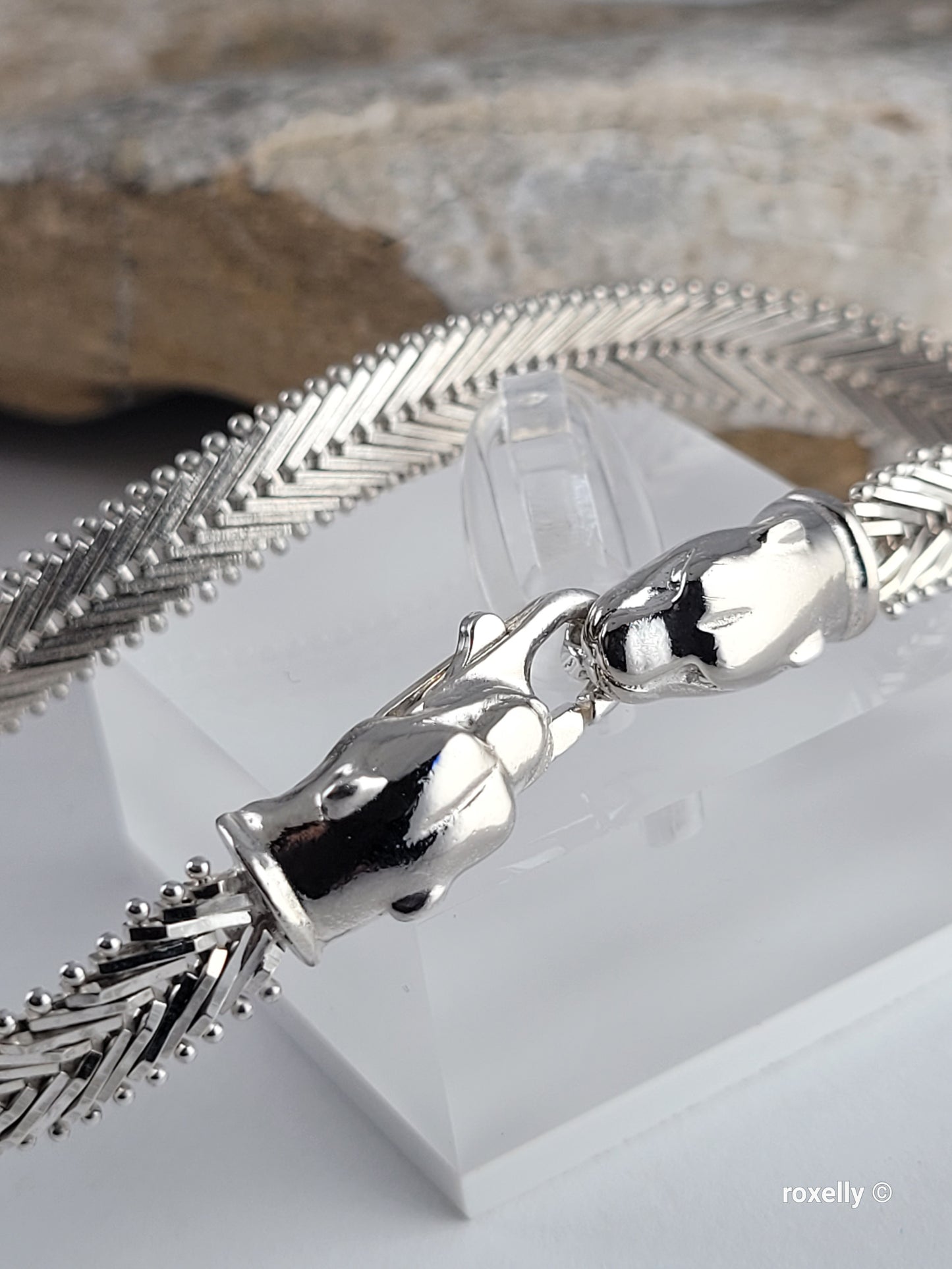 ❤️925 Precious Sterling Silver Panther-Head Imperial Link Design Milor Italian Bracelet!