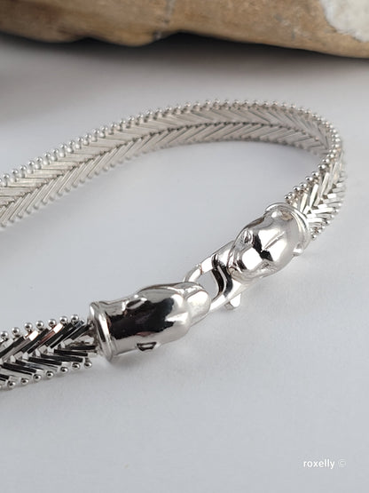 ❤️925 Precious Sterling Silver Panther-Head Imperial Link Design Milor Italian Bracelet!