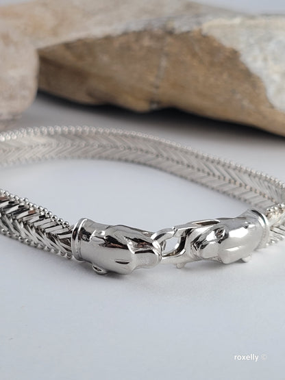 ❤️925 Precious Sterling Silver Panther-Head Imperial Link Design Milor Italian Bracelet!
