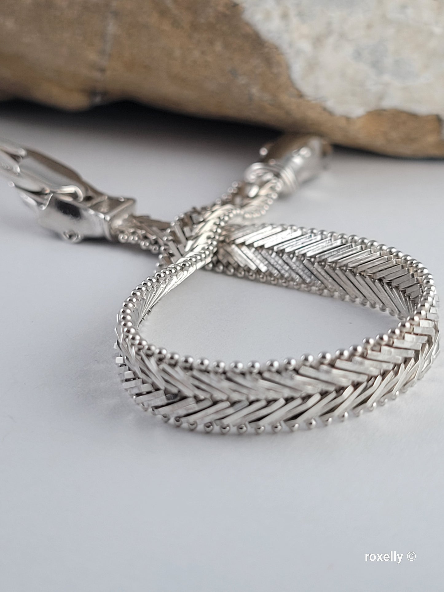 ❤️925 Precious Sterling Silver Panther-Head Imperial Link Design Milor Italian Bracelet!