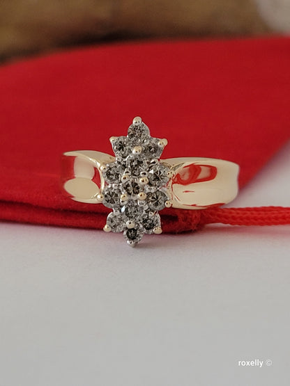 ❤️10k Size 7 Precious Solid Yellow Gold Genuine Diamond Cluster Ring!