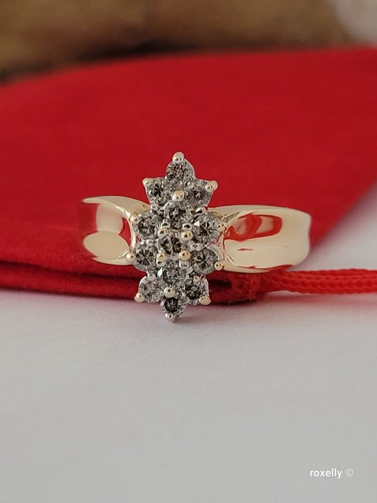 ❤️10k Size 7 Precious Solid Yellow Gold Genuine Diamond Cluster Ring!