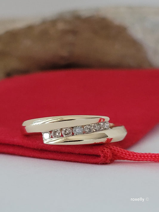 ❤️14k Size 7.75 Precious Solid Yellow Gold Genuine Diamonds Band Ring!