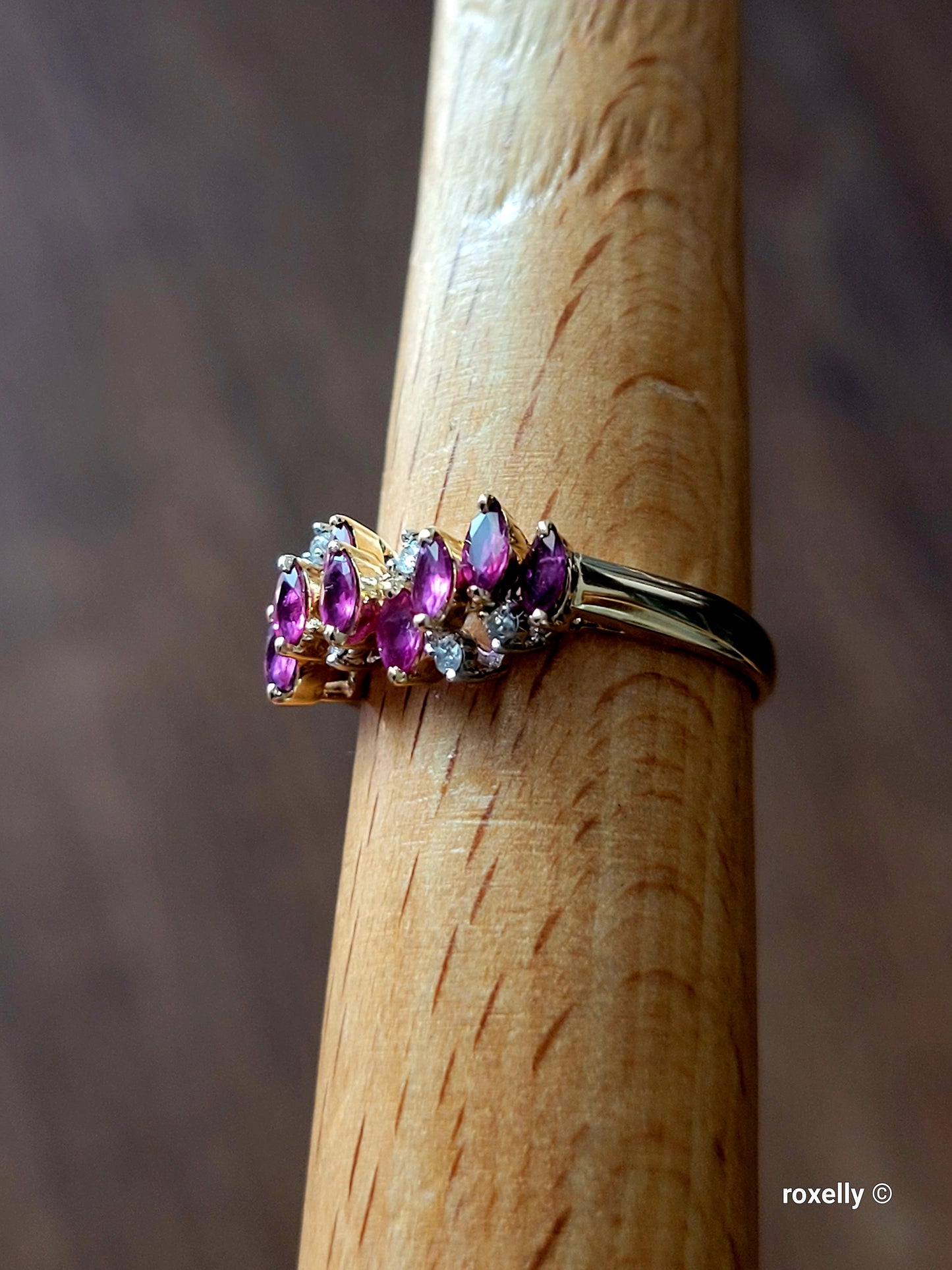 ❤️14k Size 7.25 Lovely Solid Yellow Gold Rubies and Genuine Diamond Ring!