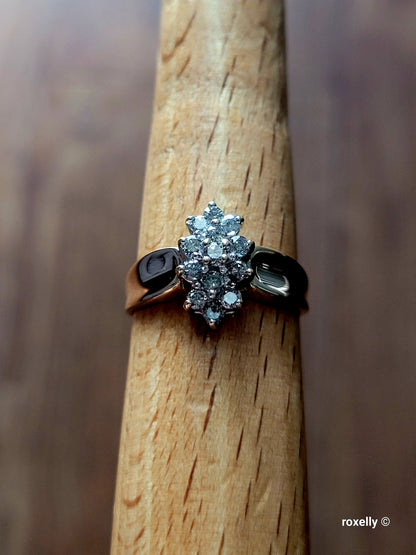 ❤️10k Size 7 Precious Solid Yellow Gold Genuine Diamond Cluster Ring!