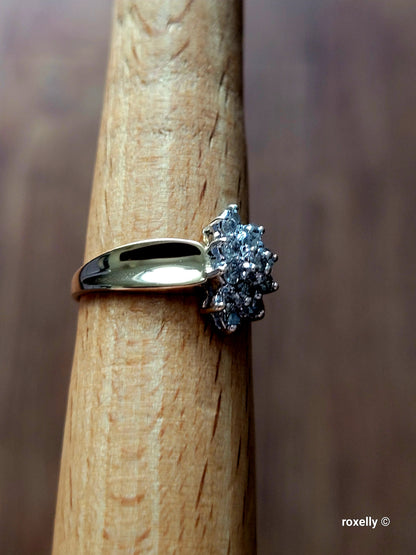 ❤️10k Size 7 Precious Solid Yellow Gold Genuine Diamond Cluster Ring!