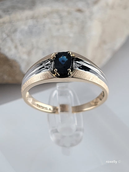 ❤️10k Size 10 Beautiful Solid Yellow Gold Sapphire Gemstone Ring!