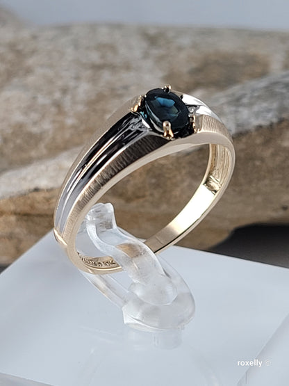❤️10k Size 10 Beautiful Solid Yellow Gold Sapphire Gemstone Ring!