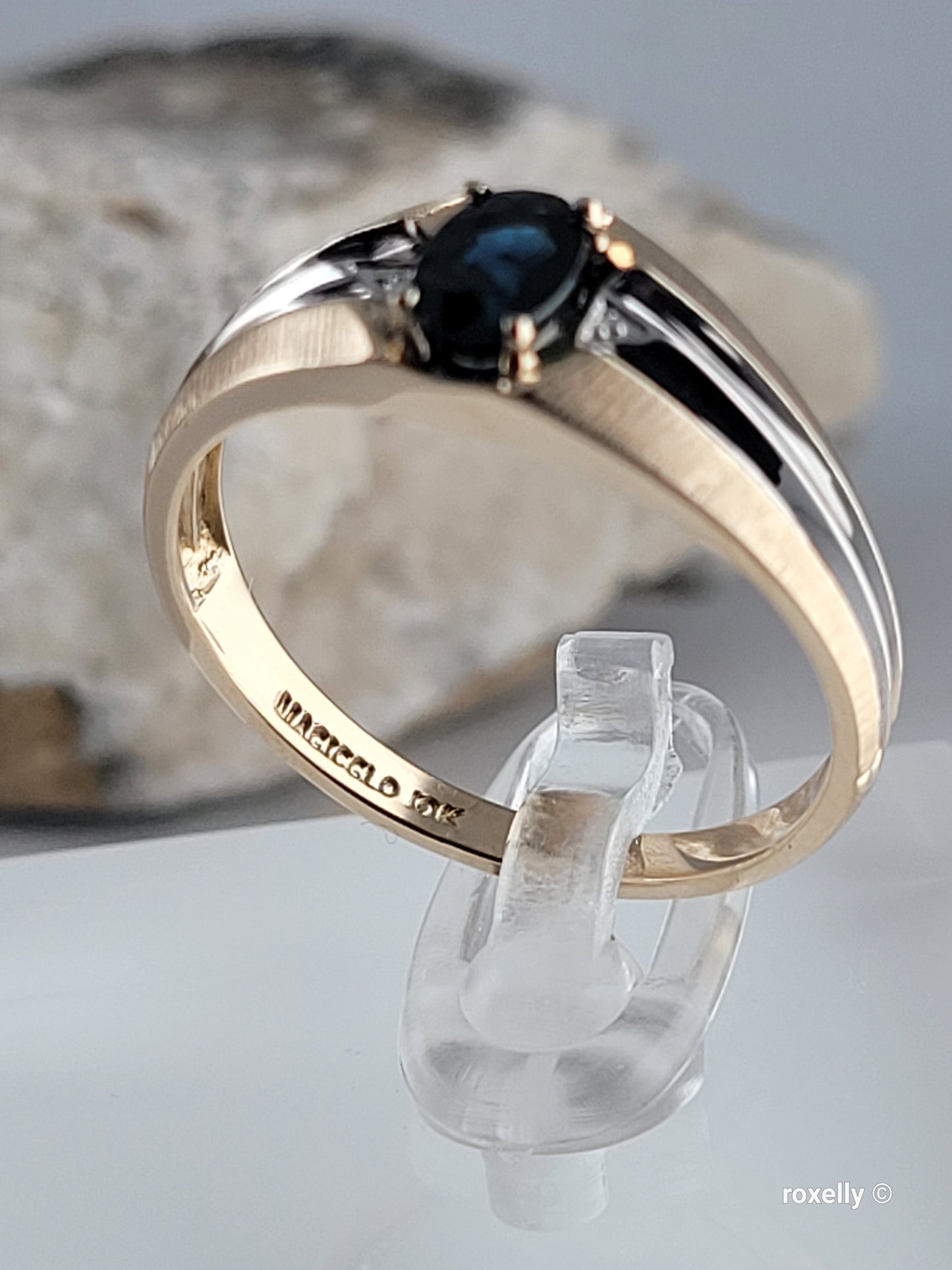 ❤️10k Size 10 Beautiful Solid Yellow Gold Sapphire Gemstone Ring!