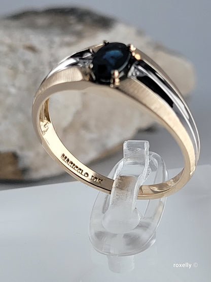 ❤️10k Size 10 Beautiful Solid Yellow Gold Sapphire Gemstone Ring!