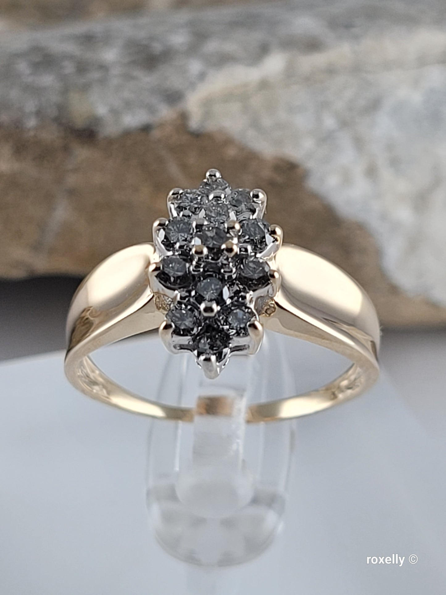 ❤️10k Size 7 Precious Solid Yellow Gold Genuine Diamond Cluster Ring!