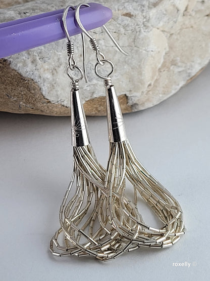 ❤️925 Beautiful Sterling Silver Navajo Liquid Design, 8 Strands Earrings!