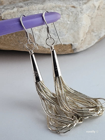 ❤️925 Beautiful Sterling Silver Navajo Liquid Design, 8 Strands Earrings!