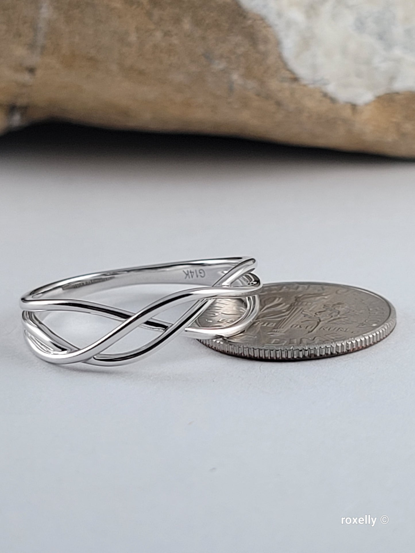 ❤️14k Size 8 Precious Solid White Gold Open Design Ring!