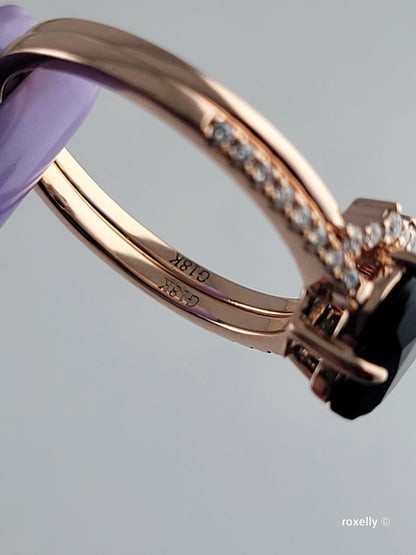 ❤️18k Size 7 Beautiful Two Solid Rose Gold Onyx and Diamond Rings!