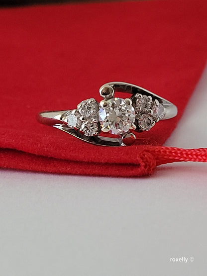 ❤️14k Size 6.5 Precious Solid White Gold Genuine Diamond Ring!