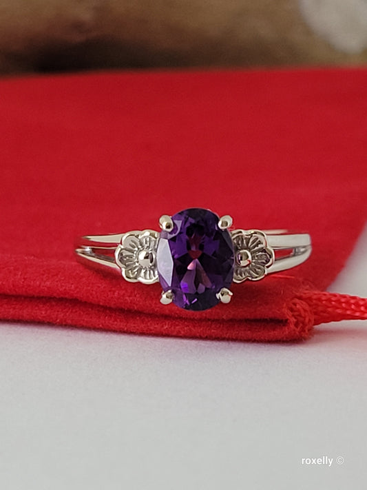 ❤️14k Size 7.75 Lovely Solid White Gold Amethyst Gemstone Ring!