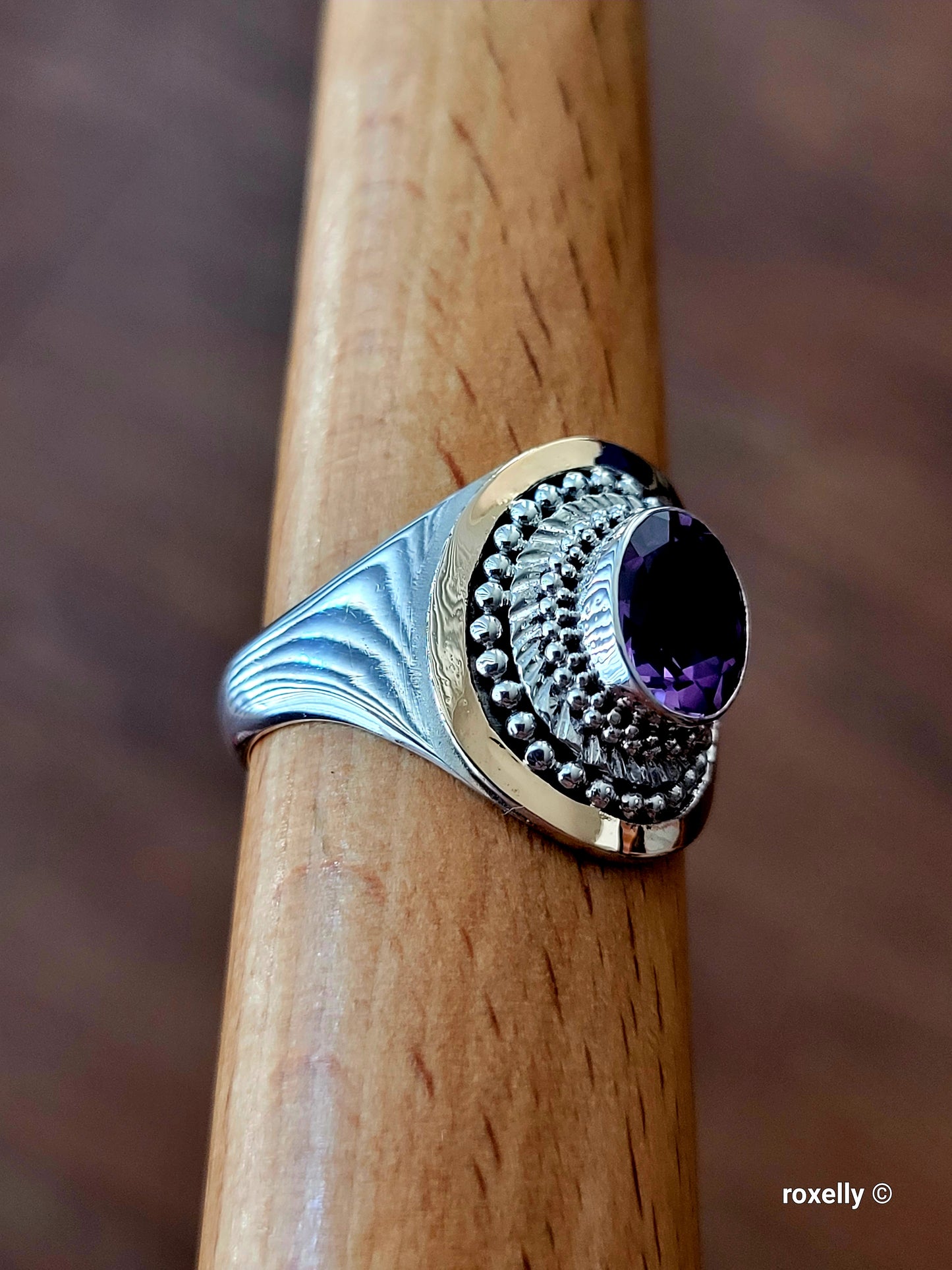 ❤️925 Size 10 Gorgeous Sterling Silver and 18k Solid Yellow Gold Amethyst Ring!