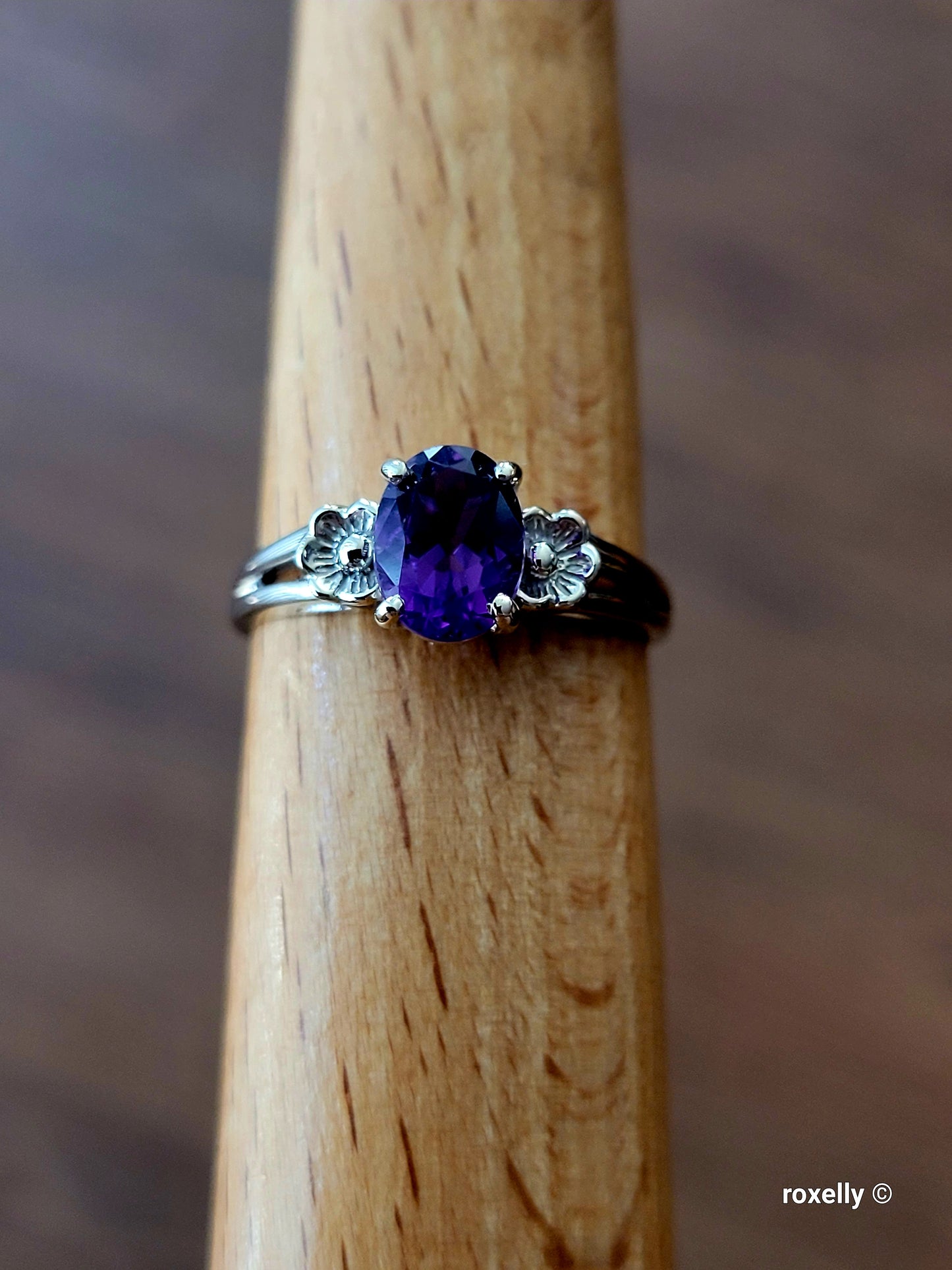 ❤️14k Size 7.75 Lovely Solid White Gold Amethyst Gemstone Ring!
