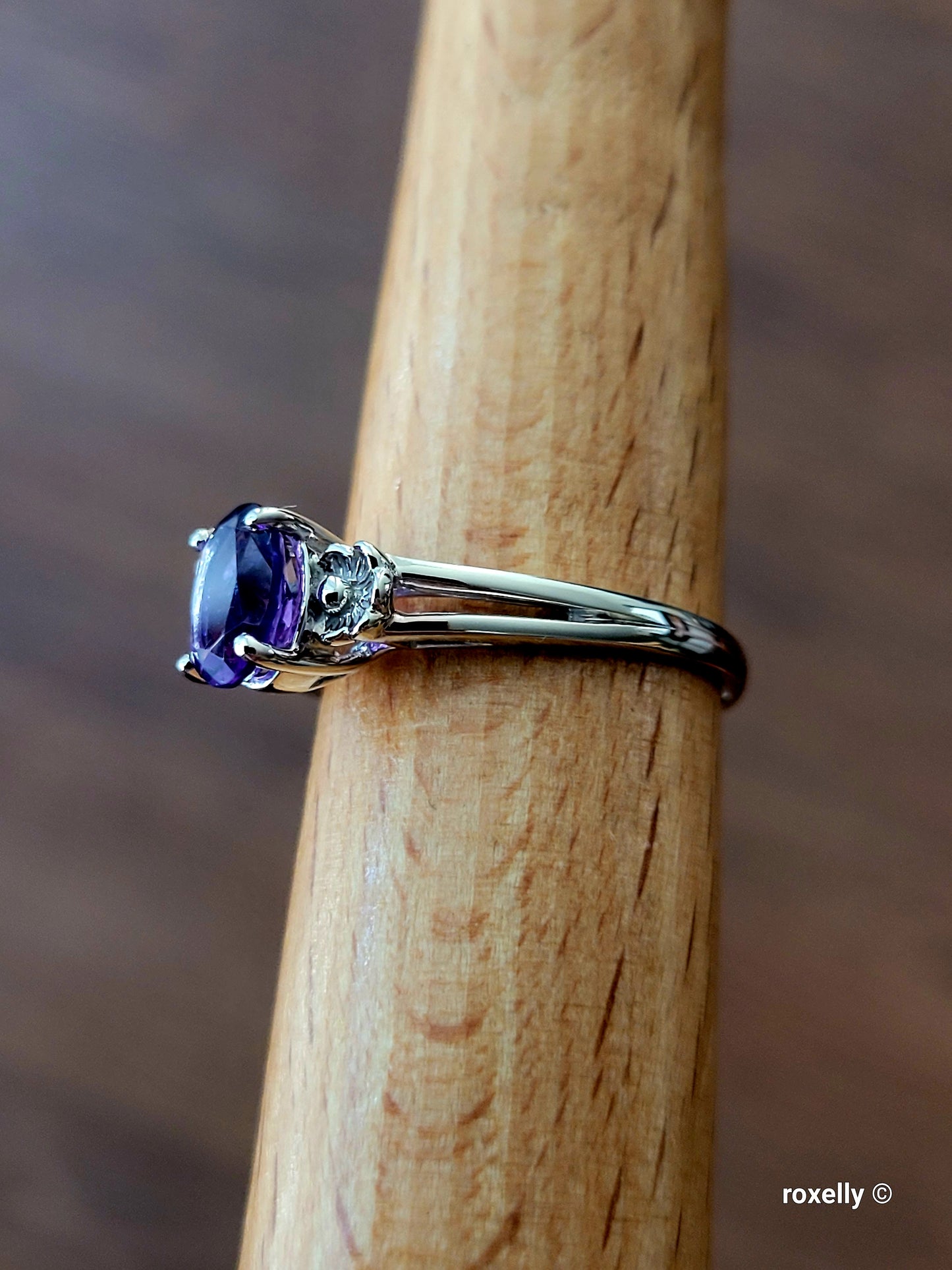 ❤️14k Size 7.75 Lovely Solid White Gold Amethyst Gemstone Ring!