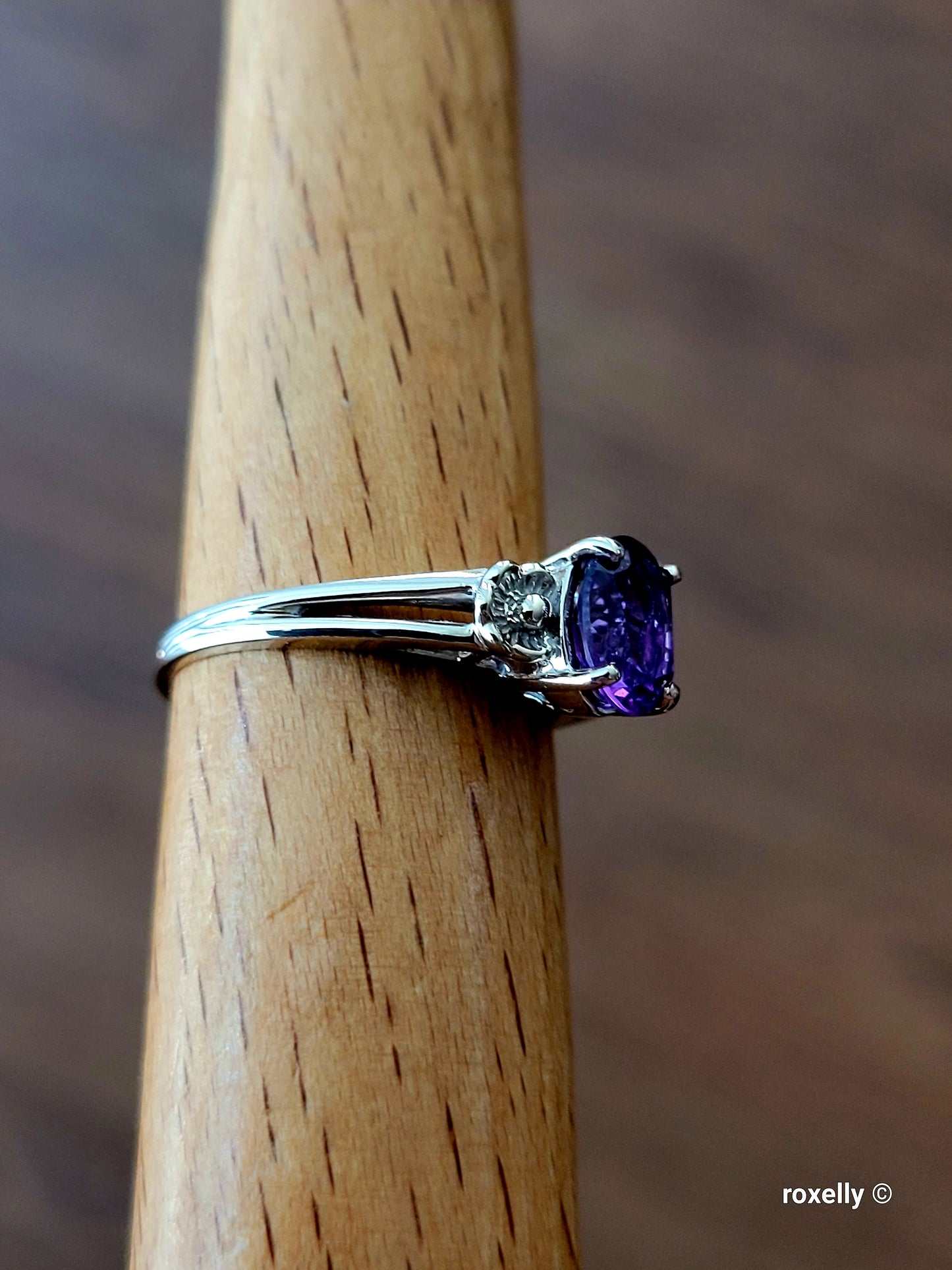❤️14k Size 7.75 Lovely Solid White Gold Amethyst Gemstone Ring!