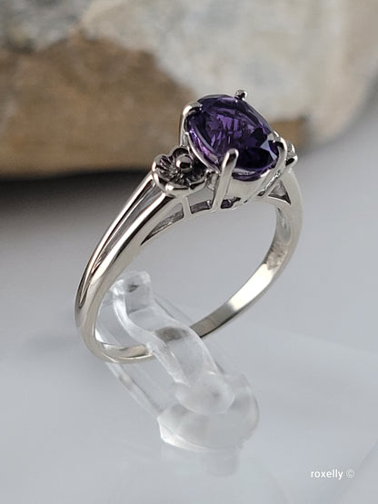 ❤️14k Size 7.75 Lovely Solid White Gold Amethyst Gemstone Ring!