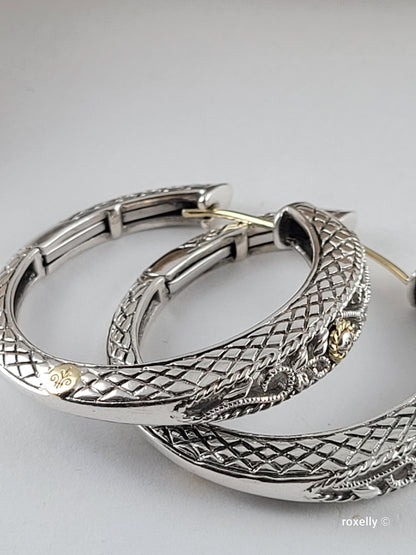 ❤️925 Precious Sterling Silver & 18k Solid Gold Diamond Filigree Design Earrings!