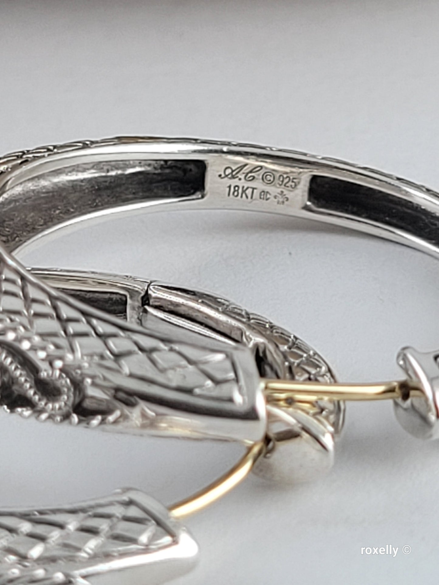 ❤️925 Precious Sterling Silver & 18k Solid Gold Diamond Filigree Design Earrings!