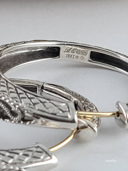 ❤️925 Precious Sterling Silver & 18k Solid Gold Diamond Filigree Design Earrings!