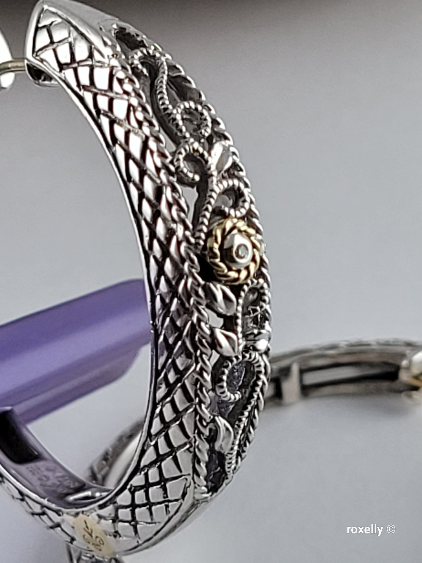 ❤️925 Precious Sterling Silver & 18k Solid Gold Diamond Filigree Design Earrings!