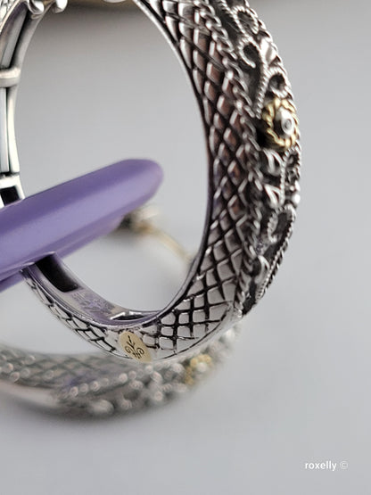 ❤️925 Precious Sterling Silver & 18k Solid Gold Diamond Filigree Design Earrings!