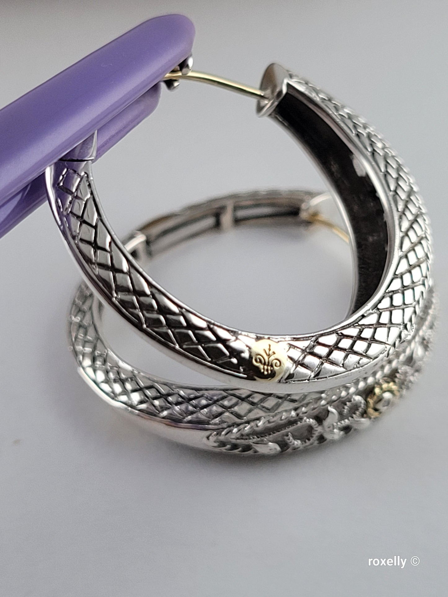 ❤️925 Precious Sterling Silver & 18k Solid Gold Diamond Filigree Design Earrings!