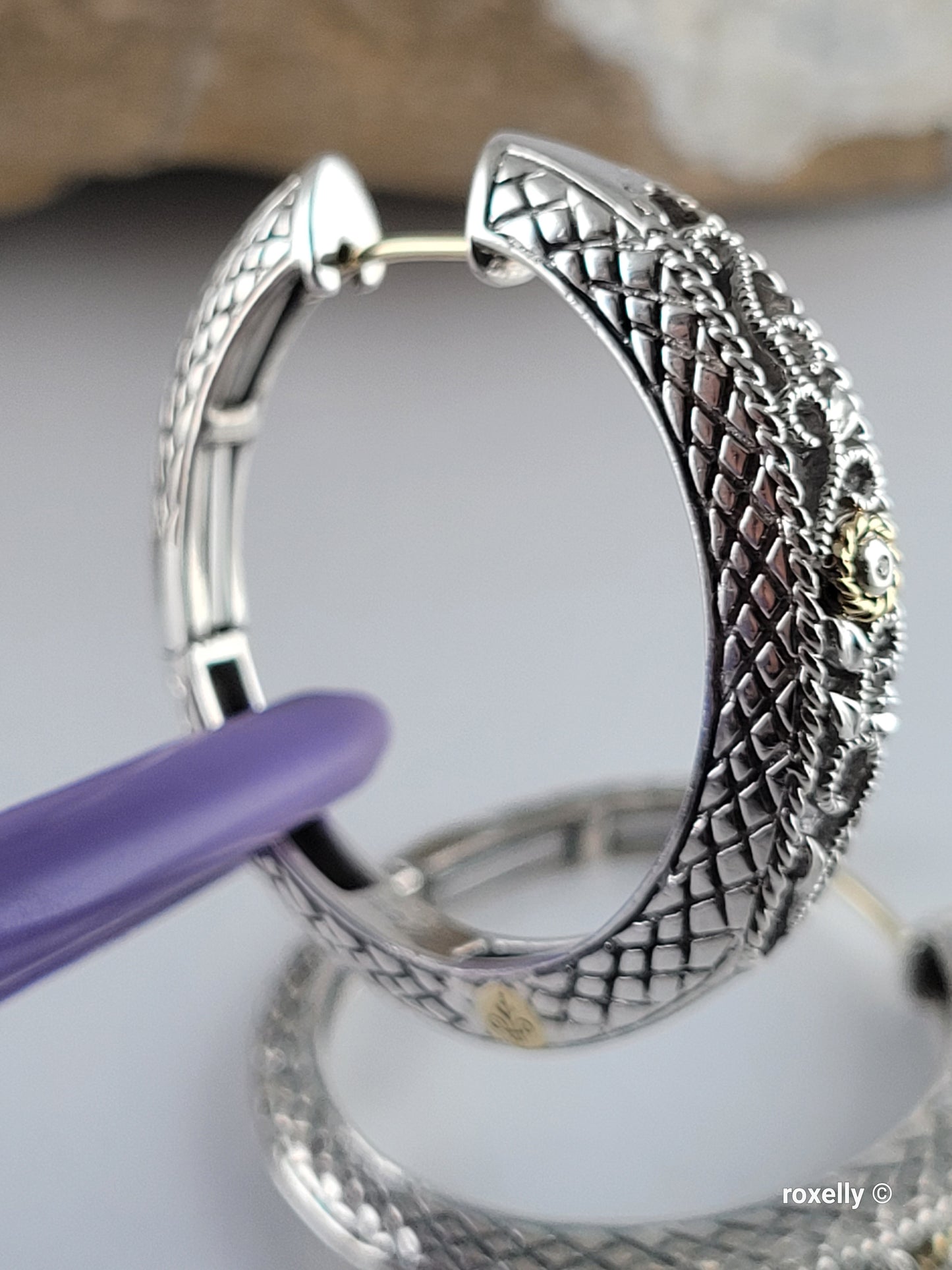 ❤️925 Precious Sterling Silver & 18k Solid Gold Diamond Filigree Design Earrings!