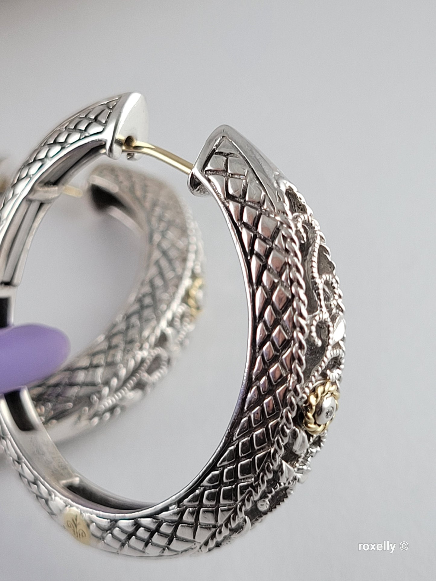 ❤️925 Precious Sterling Silver & 18k Solid Gold Diamond Filigree Design Earrings!